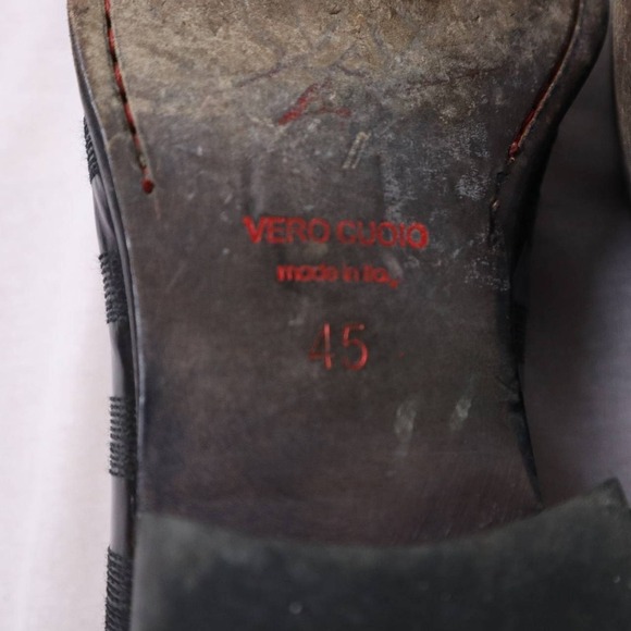 Jo Ghost Italy Black Leather Striped Slip-On Dress Shoes Sz 45 (US 11-12) Italy - Picture 8 of 9